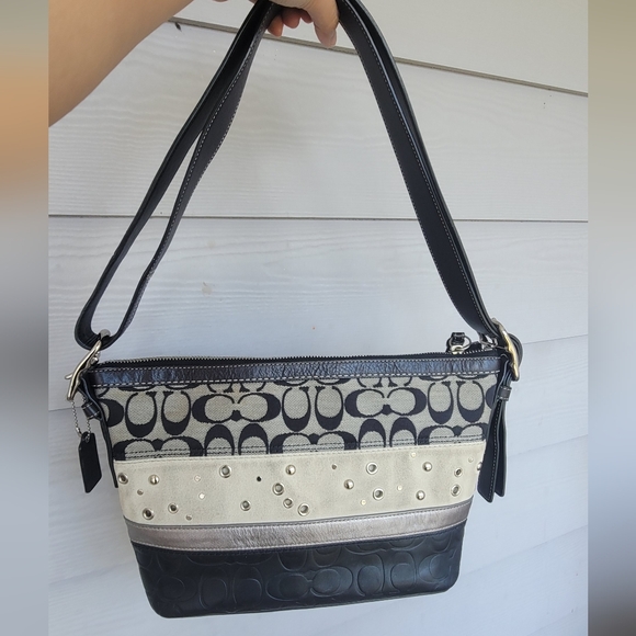 Coach Y2K Suede Jacquard Convertible Shoulder Bag (no. F13078) - Picture 1 of 9